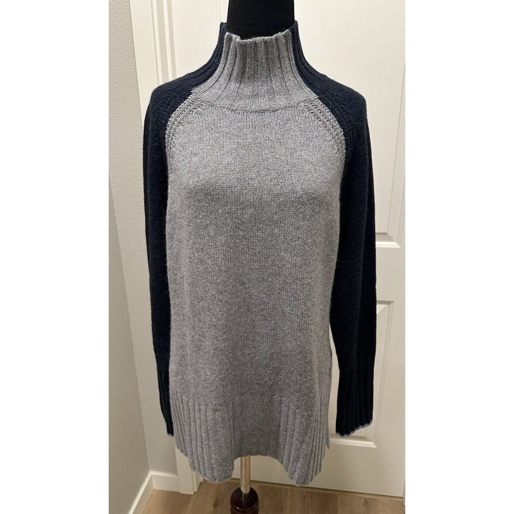 Krimson Klover Women's Gray/Blue Tunic Mock Tneck Sweater Merino Wool/Alpaca S